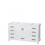 60 Inch Single Bathroom Vanity in White, No Countertop, No Sink, and No Mirror