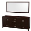 80 Inch Double Bathroom Vanity in Espresso, No Countertop, No Sinks, 70 Inch Mirror
