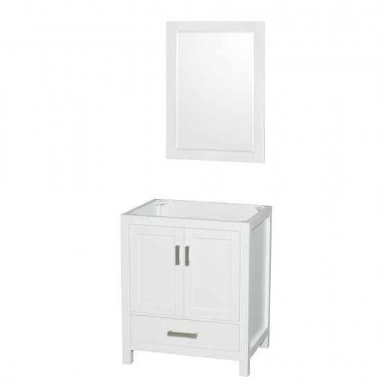 30 Inch Single Bathroom Vanity in White, No Countertop, No Sink, 24 Inch Mirror