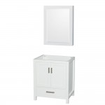 30 Inch Single Bathroom Vanity in White, No Countertop, No Sink, Medicine Cabinet