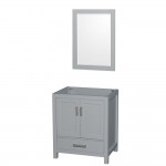 30 Inch Single Bathroom Vanity in Gray, No Countertop, No Sink, 24 Inch Mirror