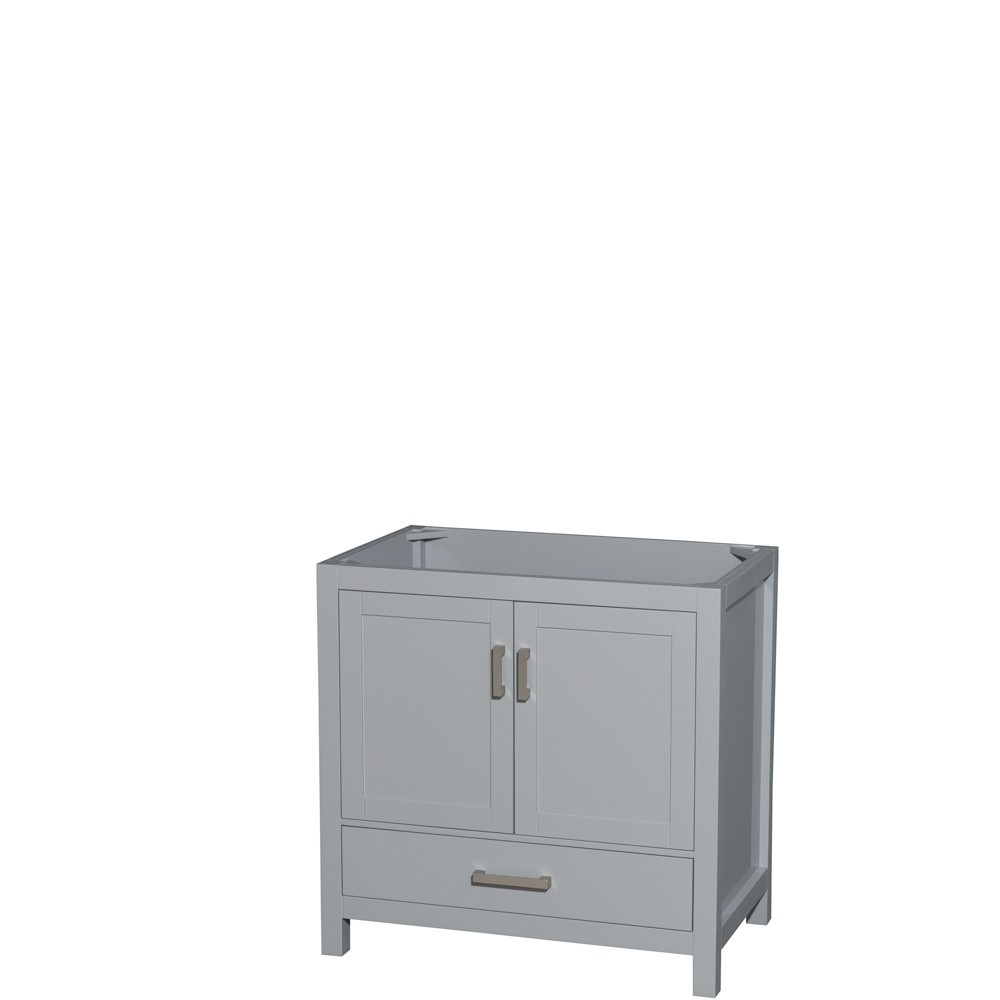 36 Inch Single Bathroom Vanity in Gray, No Countertop, No Sink, and No Mirror