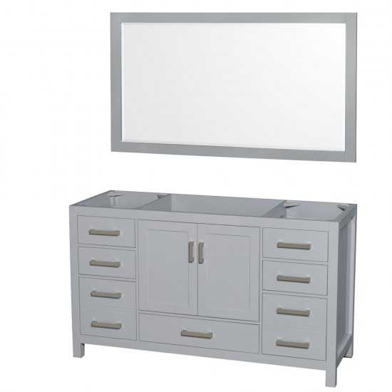 60 Inch Single Bathroom Vanity in Gray, No Countertop, No Sink, 58 Inch Mirror