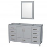 60 Inch Single Bathroom Vanity in Gray, No Countertop, No Sink, Medicine Cabinet