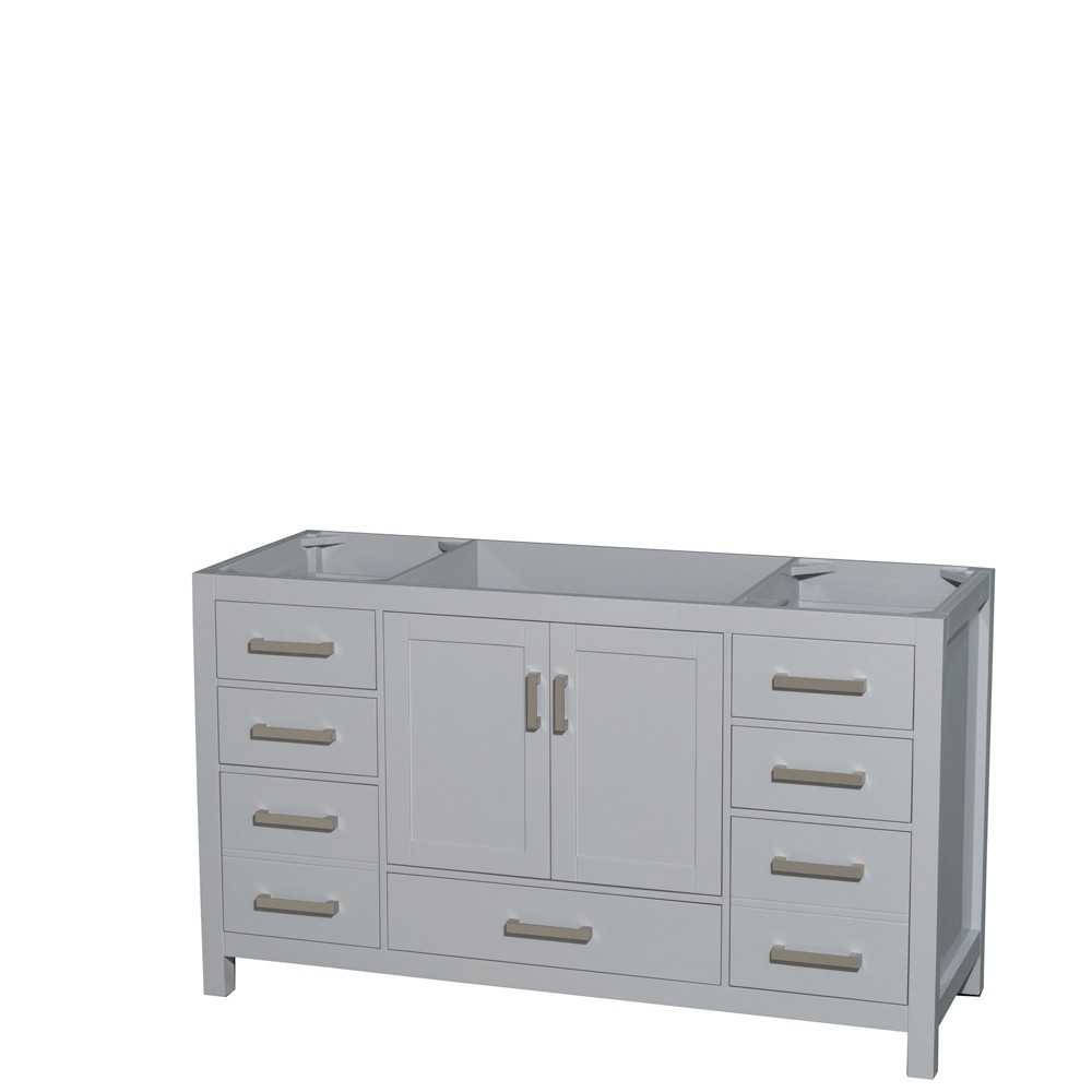 60 Inch Single Bathroom Vanity in Gray, No Countertop, No Sink, and No Mirror