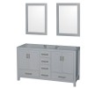 60 Inch Double Bathroom Vanity in Gray, No Countertop, No Sinks, 24 Inch Mirrors