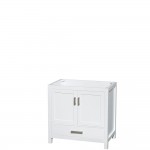 36 Inch Single Bathroom Vanity in White, White Carrara Marble Countertop, Oval Sink, Medicine Cabinet