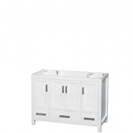 48 Inch Single Bathroom Vanity in White, White Carrara Marble Countertop, Oval Sink, No Mirror