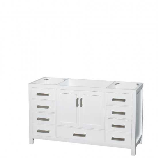 60 Inch Single Bathroom Vanity in White, White Carrara Marble Countertop, Sink, 58 Inch Mirror