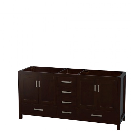 72 Inch Double Bathroom Vanity in Espresso, White Carrara Marble Countertop, Oval Sinks, 24 Inch Mirrors