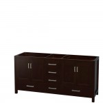 72 Inch Double Bathroom Vanity in Espresso, White Carrara Marble Countertop, Sinks, Medicine Cabinets