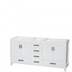 72 Inch Double Bathroom Vanity in White, White Carrara Marble Countertop, Oval Sinks, 24 Inch Mirrors