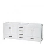80 Inch Double Bathroom Vanity in White, White Carrara Marble Countertop, Oval Sinks, Medicine Cabinets