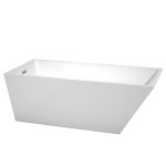 67 Inch Freestanding Bathtub in White, Brushed Nickel Drain and Overflow Trim