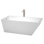 67 Inch Freestanding Bathtub in White, Floor Mounted Faucet, Drain, Trim in Nickel