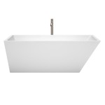 67 Inch Freestanding Bathtub in White, Floor Mounted Faucet, Drain, Trim in Nickel