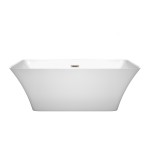59 Inch Freestanding Bathtub in White, Brushed Nickel Drain and Overflow Trim