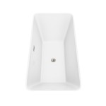 59 Inch Freestanding Bathtub in White, Brushed Nickel Drain and Overflow Trim