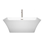 59 Inch Freestanding Bathtub in White, Floor Mounted Faucet, Drain, Trim in Nickel