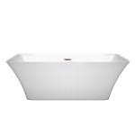 67 Inch Freestanding Bathtub in White, Brushed Nickel Drain and Overflow Trim