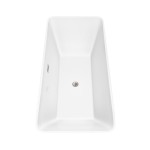 67 Inch Freestanding Bathtub in White, Brushed Nickel Drain and Overflow Trim