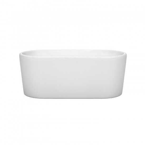 59 Inch Freestanding Bathtub in White, Brushed Nickel Drain and Overflow Trim