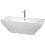 71 Inch Freestanding Bathtub in White, Floor Mounted Faucet, Drain, Trim in Nickel