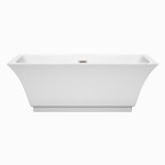 67 Inch Freestanding Bathtub in White, Brushed Nickel Drain and Overflow Trim