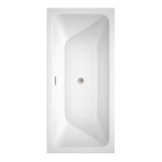 67 Inch Freestanding Bathtub in White, Brushed Nickel Drain and Overflow Trim