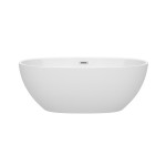 63 Inch Freestanding Bathtub in White, Polished Chrome Drain and Overflow Trim