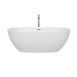 67 Inch Freestanding Bathtub in White, Floor Mounted Faucet, Drain, Trim in Chrome