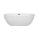 67 Inch Freestanding Bathtub in White, Brushed Nickel Drain and Overflow Trim