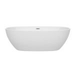 71 Inch Freestanding Bathtub in White, Polished Chrome Drain and Overflow Trim