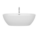 71 Inch Freestanding Bathtub in White, Floor Mounted Faucet, Drain, Trim in Chrome