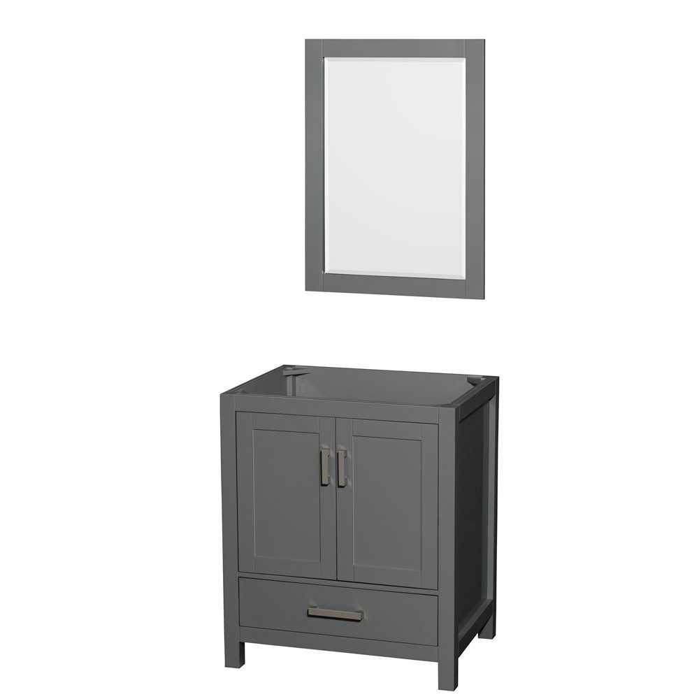 30 Inch Single Bathroom Vanity in Dark Gray, No Countertop, No Sink, 24 Inch Mirror