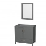 36 Inch Single Bathroom Vanity in Dark Gray, No Countertop, No Sink, 24 Inch Mirror