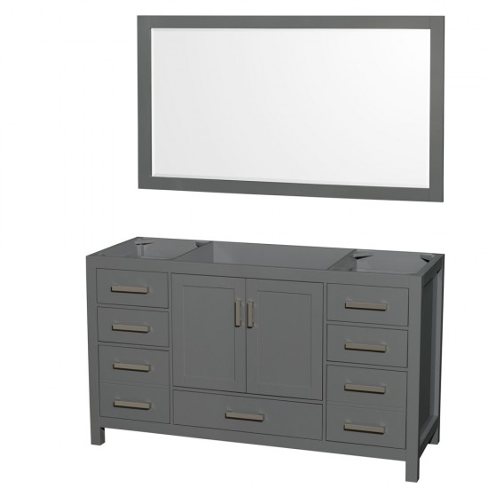 60 Inch Single Bathroom Vanity in Dark Gray, No Countertop, No Sink, 58 Inch Mirror