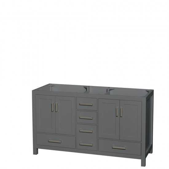 60 Inch Double Bathroom Vanity in Dark Gray, No Countertop, No Sinks, No Mirror