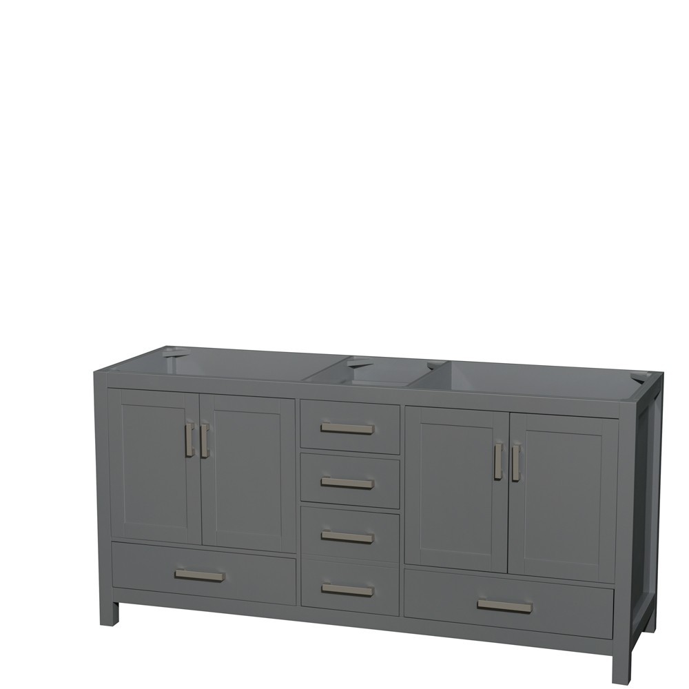 72 Inch Double Bathroom Vanity in Dark Gray, No Countertop, No Sink, No Mirror 72 Inch Double Bathroom Vanity in Dark Gray, No Countertop, No Sink, No Mirror