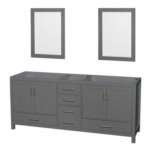 80 Inch Double Bathroom Vanity in Dark Gray, No Countertop, No Sink, 24 Inch Mirrors