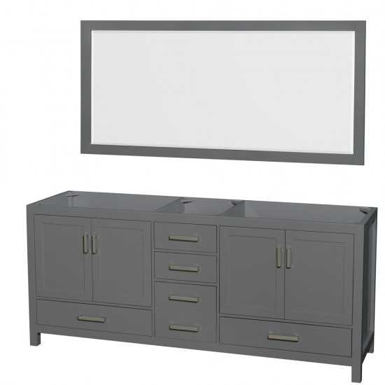 80 Inch Double Bathroom Vanity in Dark Gray, No Countertop, No Sink, 70 Inch Mirror