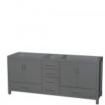 80 Inch Double Bathroom Vanity in Dark Gray, No Countertop, No Sink, No Mirror