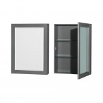 30 Inch Single Bathroom Vanity in Dark Gray, White Carrara Marble Countertop, Sink, Medicine Cabinet