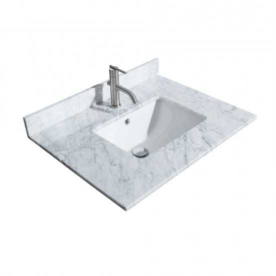 30 Inch Single Bathroom Vanity in Dark Gray, White Carrara Marble Countertop, Sink, No Mirror