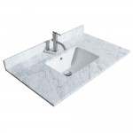 36 Inch Single Bathroom Vanity in Dark Gray, White Carrara Marble Countertop, Sink, No Mirror