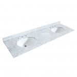 72 Inch Double Bathroom Vanity in Dark Gray, White Carrara Marble Countertop, Oval Sinks, Medicine Cabinets