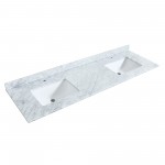 72 Inch Double Bathroom Vanity in Dark Gray, White Carrara Marble Countertop, Sinks, 24 Inch Mirrors