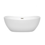 60 Inch Freestanding Bathtub in White, Brushed Nickel Drain and Overflow Trim