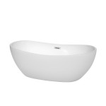 65 Inch Freestanding Bathtub in White, Polished Chrome Drain and Overflow Trim