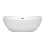 65 Inch Freestanding Bathtub in White, Polished Chrome Drain and Overflow Trim